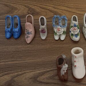 Lot 12 Vintage shoe figurines porcelain ceramic clay Barrie Canada Japan